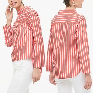 J. Crew Striped Funnelneck Top In Cotton Poplin